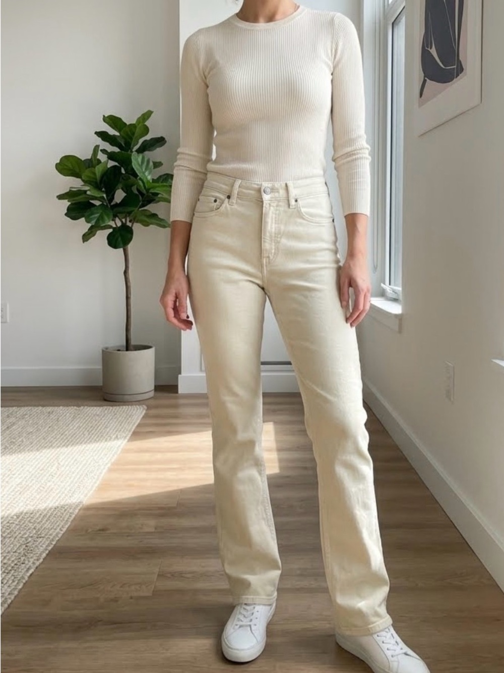 Lauren Ralph Lauren Cream Straight Leg Denim Jeans - Size 4 0470